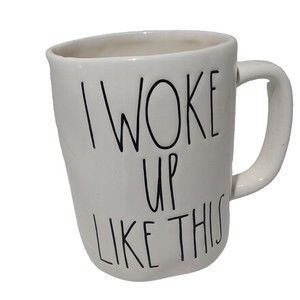 Rae Dunn I WOKE UP LIKE THIS Large Letter White Coffee Mug Big Farmhouse Style